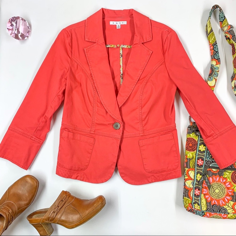 CAbi Toss on Spring Geranium Red Coral Blazer - Picture 3 of 9